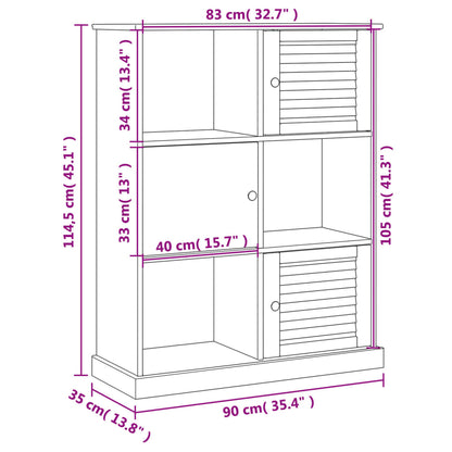 Libreria VIGO 90x35x114,5 cm in Legno Massello di Pino Bianco