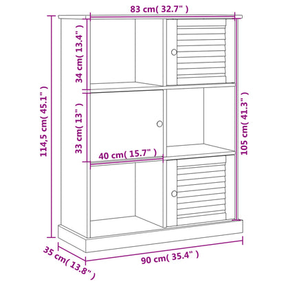 Libreria VIGO 90x35x114,5 cm in Legno Massello di Pino Grigio | homemem39