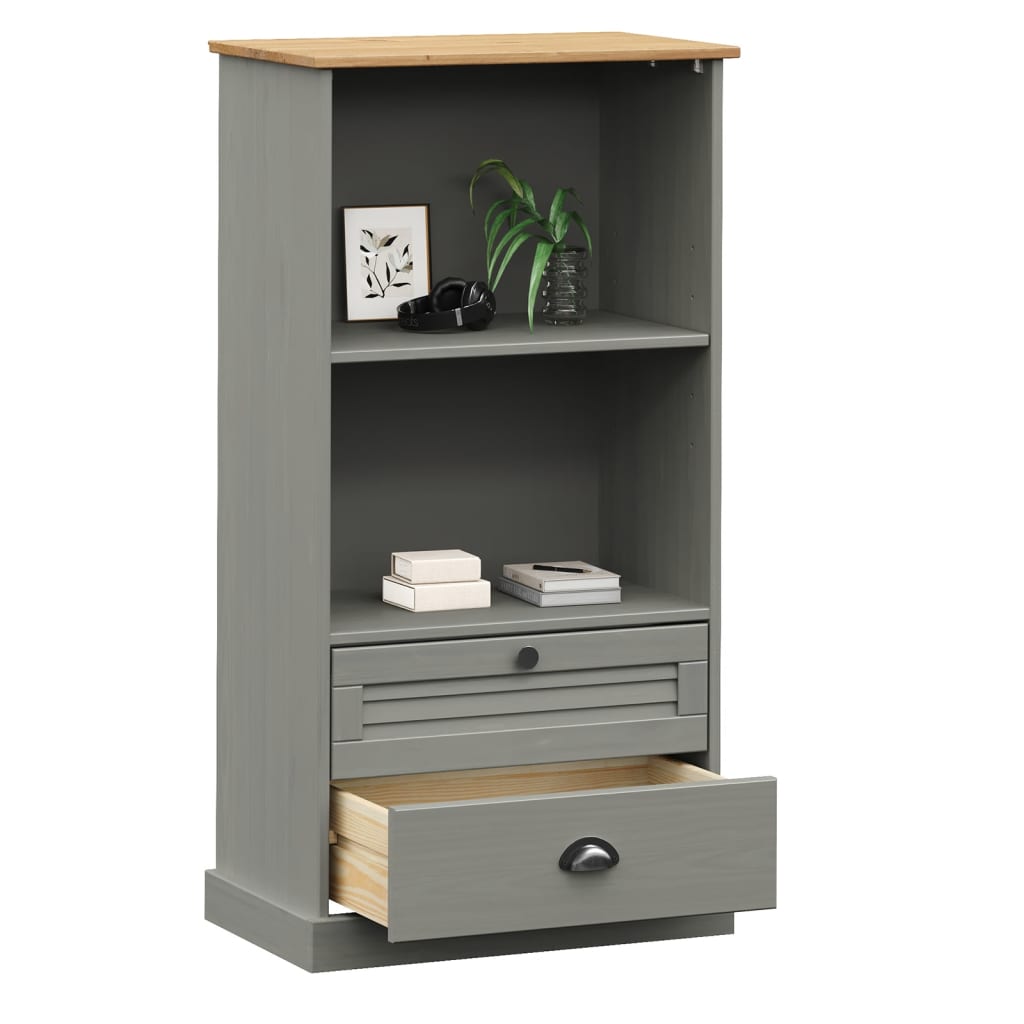 Libreria VIGO 60x35x114,5 cm in Legno Massello di Pino Grigio | homemem39