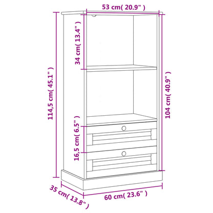Libreria VIGO 60x35x114,5 cm in Legno Massello di Pino Grigio | homemem39