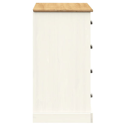 Credenza Cassetti VIGO 113x40x75 cm Legno Massello Pino Bianco