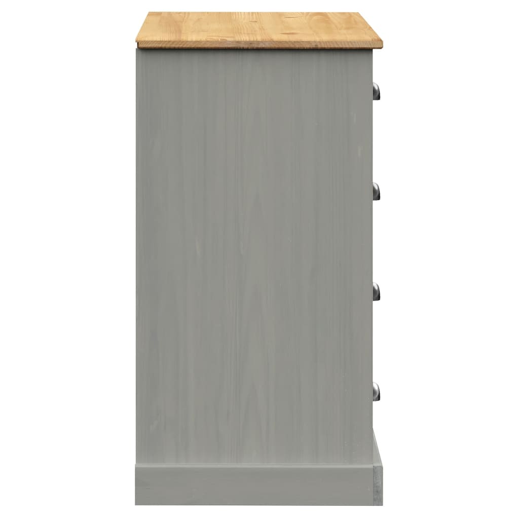 Credenza Cassetti VIGO 113x40x75 cm Legno Massello Pino Grigio - homemem39