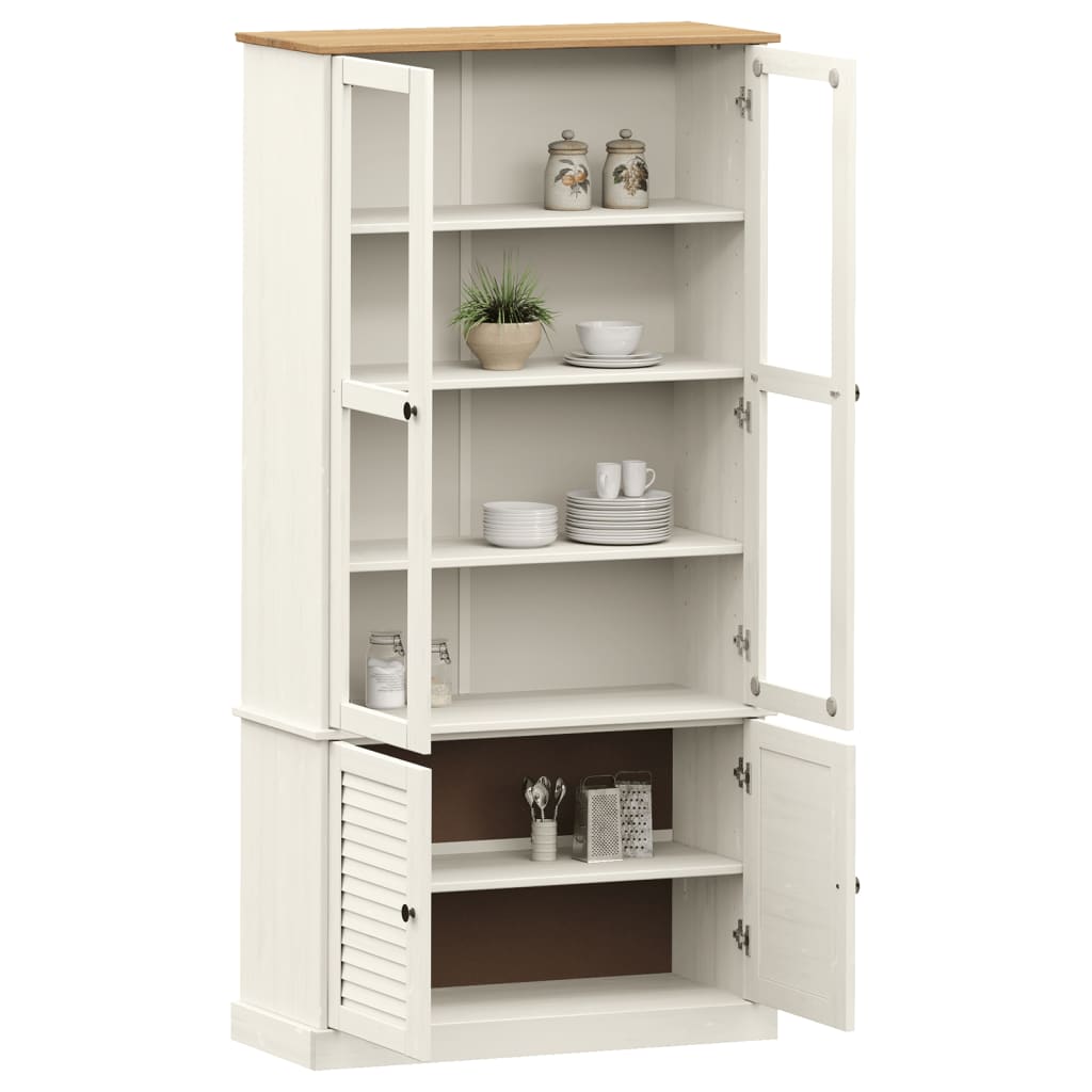Vetrina VIGO 85x35x170 cm in Legno Massello di Pino Bianco | homemem39