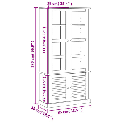 Vetrina VIGO 85x35x170 cm in Legno Massello di Pino Bianco | homemem39