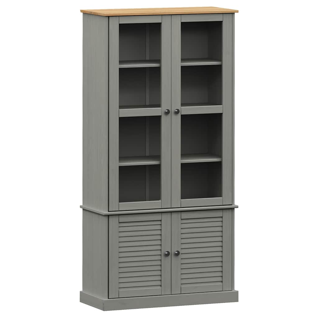 Vetrina VIGO 85x35x170 cm in Legno Massello di Pino Grigio | homemem39
