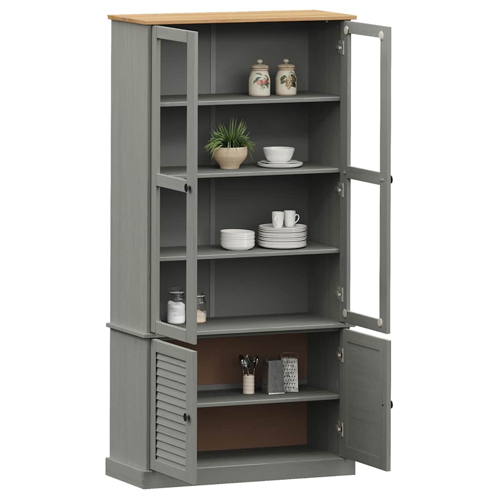 Vetrina VIGO 85x35x170 cm in Legno Massello di Pino Grigio | homemem39