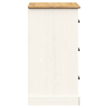 Credenza Cassetti VIGO Bianco 78x40x75 cm Legno Massello Pino