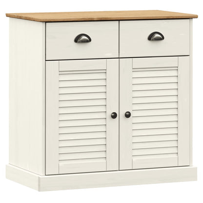 Credenza Cassetti VIGO Bianco 78x40x75 cm Legno Massello Pino - homemem39