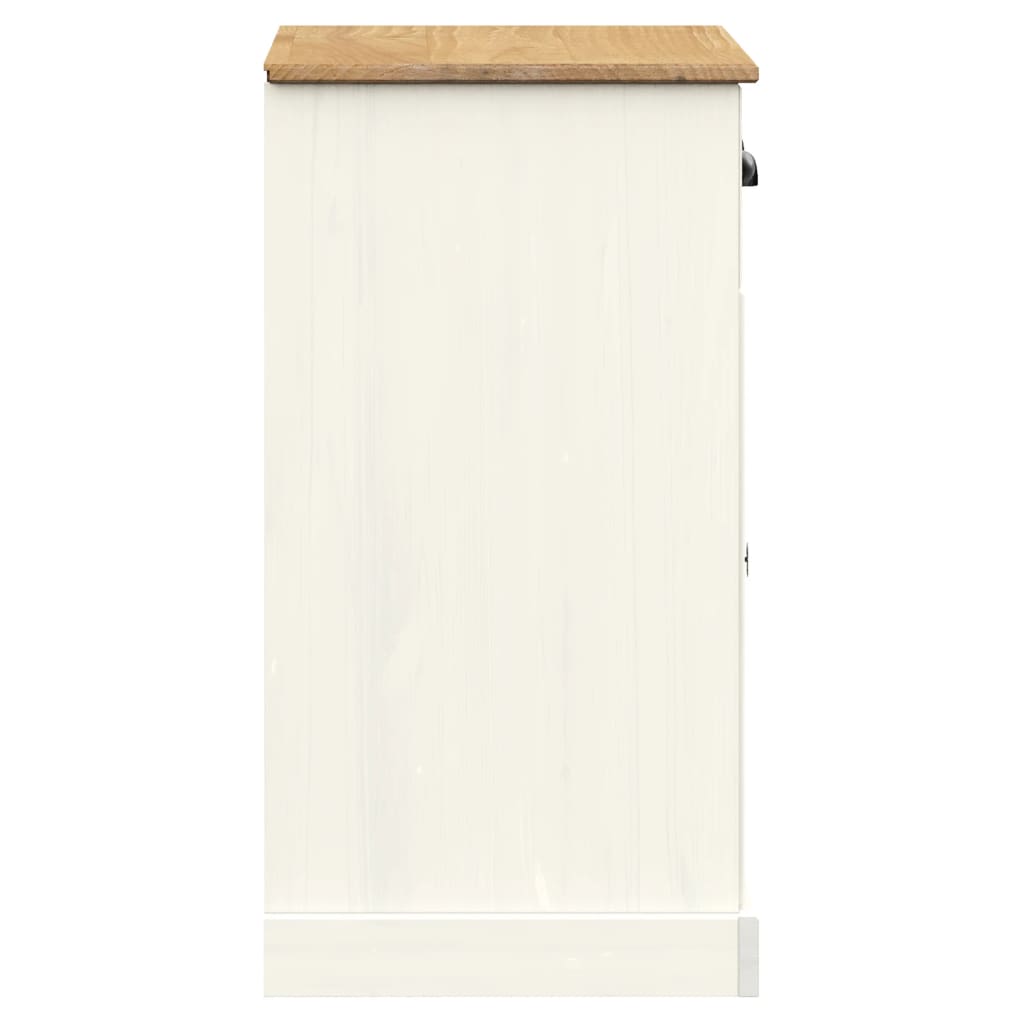 Credenza Cassetti VIGO Bianco 78x40x75 cm Legno Massello Pino - homemem39