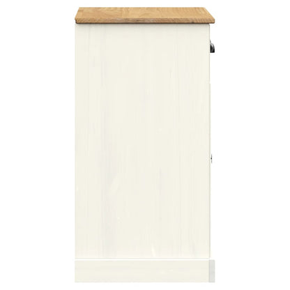 Credenza Cassetti VIGO Bianco 78x40x75 cm Legno Massello Pino - homemem39