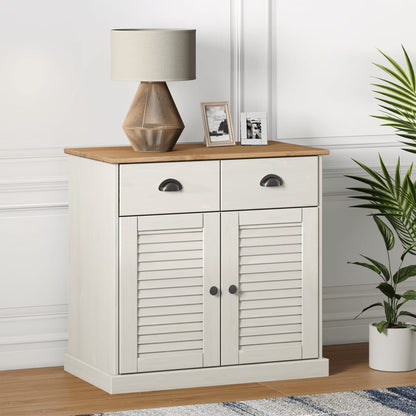 Credenza Cassetti VIGO Bianco 78x40x75 cm Legno Massello Pino - homemem39
