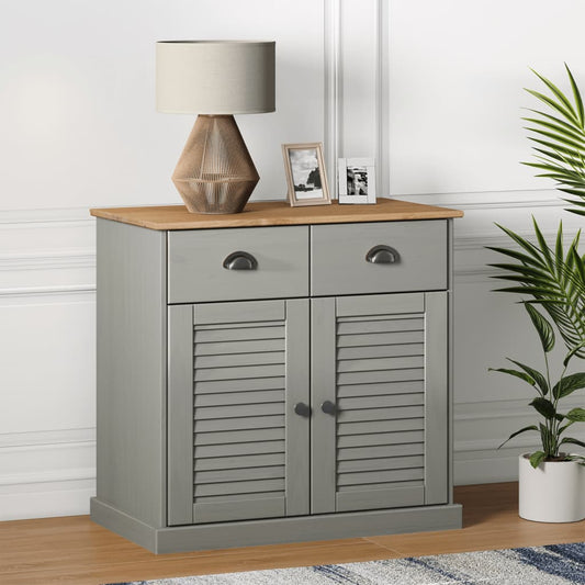 Credenza Cassetti VIGO Grigia 78x40x75 cm Legno Massello Pino - homemem39