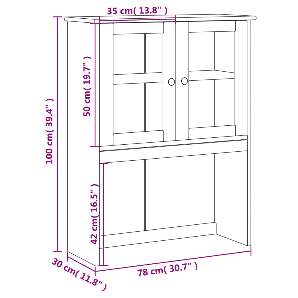 Piano Comò VIGO 78x30x100 cm in Legno Massello di Pino - homemem39