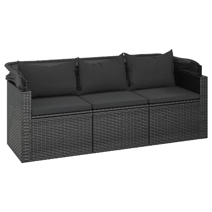 Set Divani da Giardino 4 pz con Cuscini Nero in Polyrattan