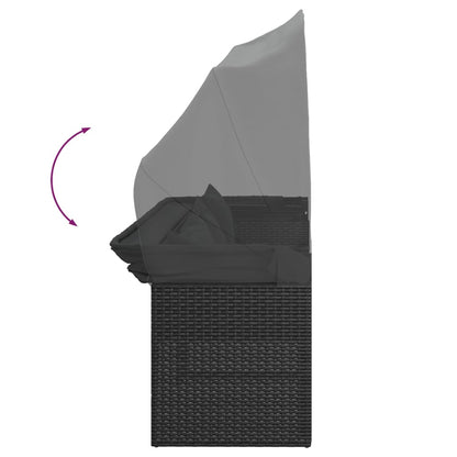 Set Divani da Giardino 4 pz con Cuscini Nero in Polyrattan - homemem39