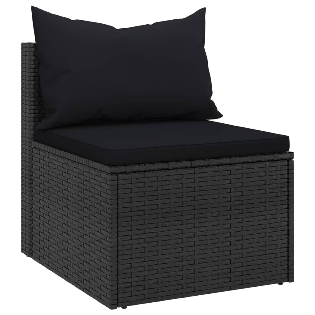 Set Divani da Giardino 4 pz con Cuscini Nero in Polyrattan - homemem39