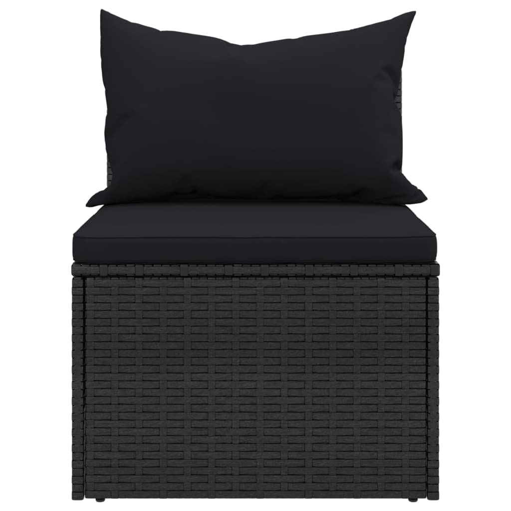 Set Divani da Giardino 4 pz con Cuscini Nero in Polyrattan - homemem39