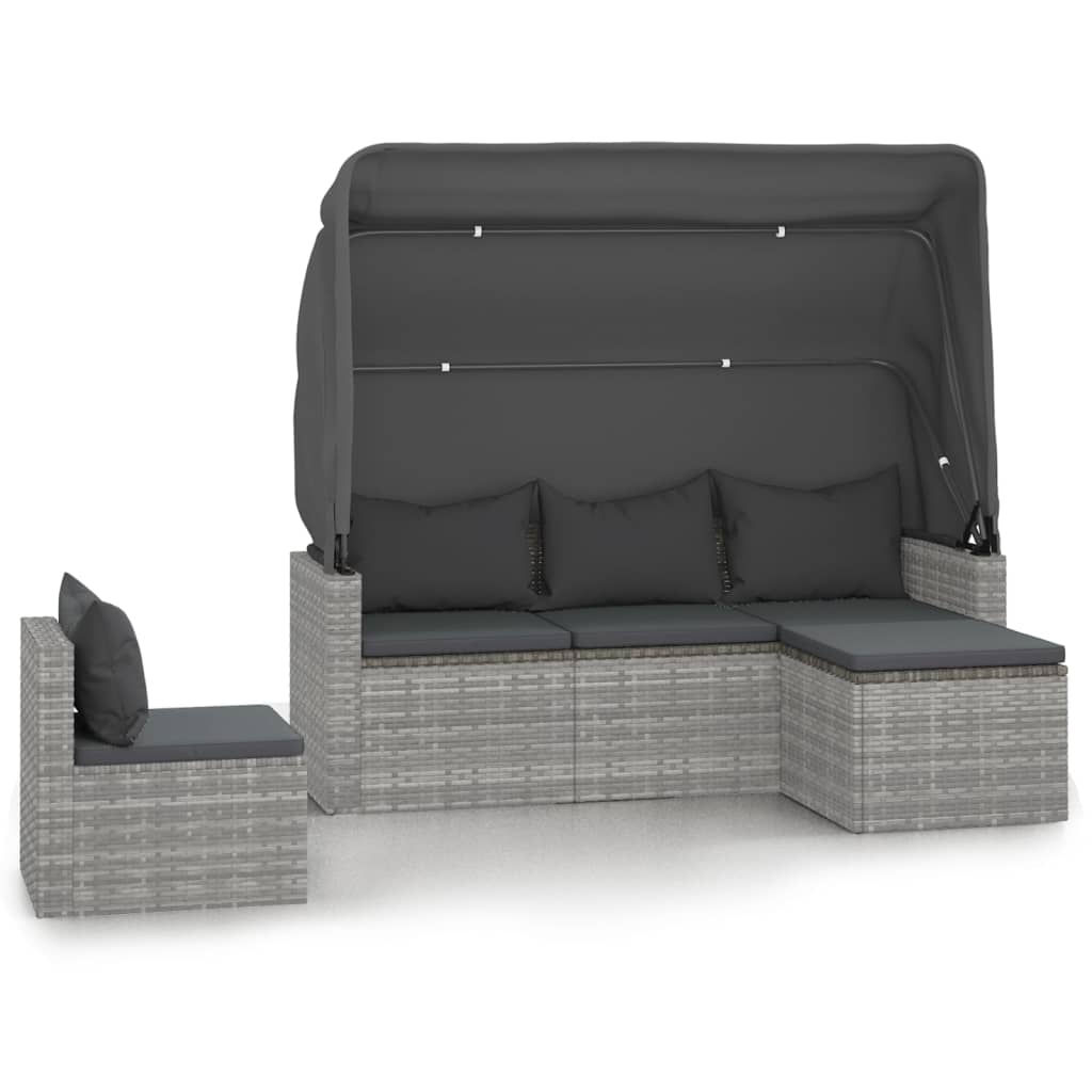 Set Divani da Giardino 4 pz con Cuscini in Polyrattan Grigio | homemem39