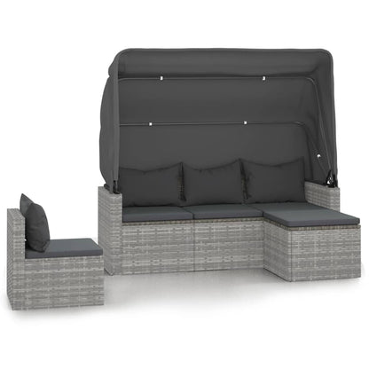 Set Divani da Giardino 4 pz con Cuscini in Polyrattan Grigio | homemem39