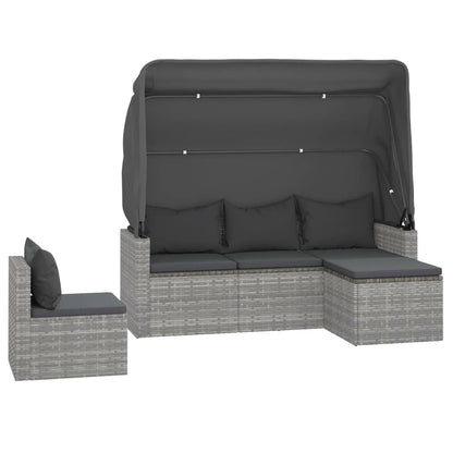 Set Divani da Giardino 4 pz con Cuscini in Polyrattan Grigio | homemem39