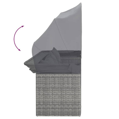 Set Divani da Giardino 4 pz con Cuscini in Polyrattan Grigio | homemem39
