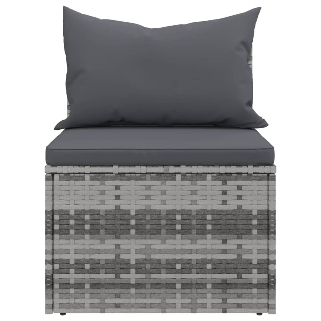 Set Divani da Giardino 4 pz con Cuscini in Polyrattan Grigio | homemem39