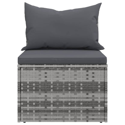 Set Divani da Giardino 4 pz con Cuscini in Polyrattan Grigio | homemem39