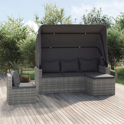 Set Divani da Giardino 4 pz con Cuscini in Polyrattan Grigio | homemem39