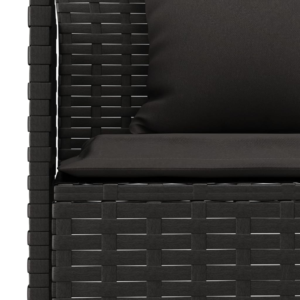 Set da Pranzo da Giardino 6 pz con Cuscini Nero in Polyrattan | homemem39