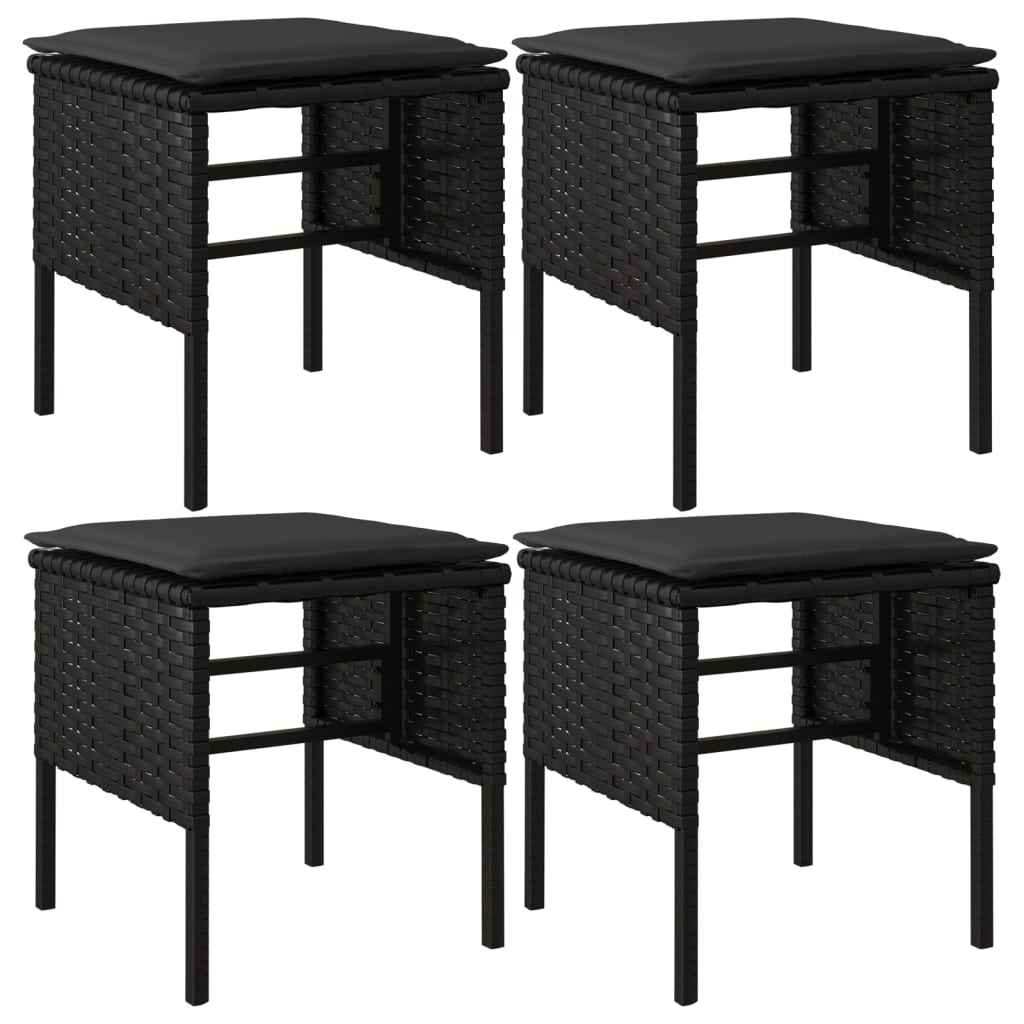 Set da Pranzo da Giardino 6 pz con Cuscini Nero in Polyrattan | homemem39