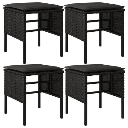 Set da Pranzo da Giardino 6 pz con Cuscini Nero in Polyrattan | homemem39