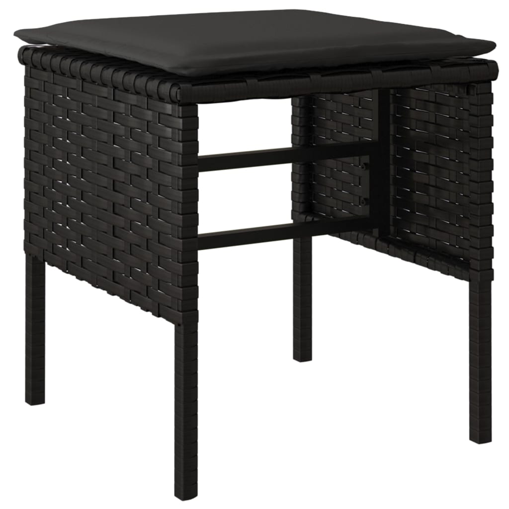 Set da Pranzo da Giardino 6 pz con Cuscini Nero in Polyrattan | homemem39