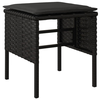 Set da Pranzo da Giardino 6 pz con Cuscini Nero in Polyrattan | homemem39