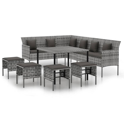 Set da Pranzo da Giardino 6 pz con Cuscini in Polyrattan Grigio | homemem39