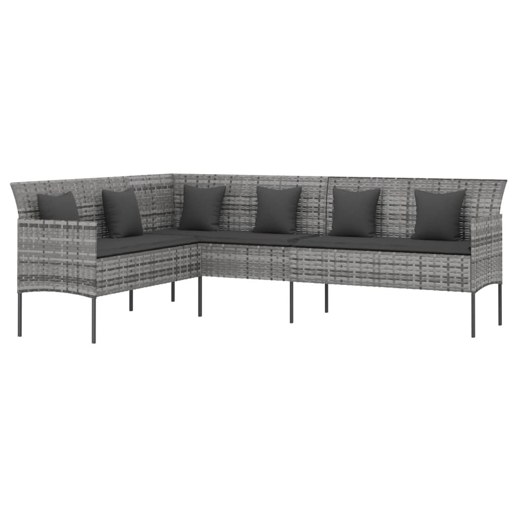 Set da Pranzo da Giardino 6 pz con Cuscini in Polyrattan Grigio | homemem39