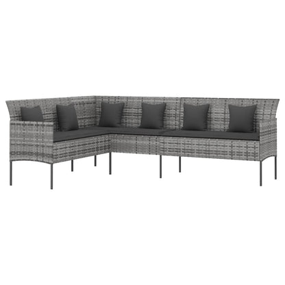 Set da Pranzo da Giardino 6 pz con Cuscini in Polyrattan Grigio | homemem39