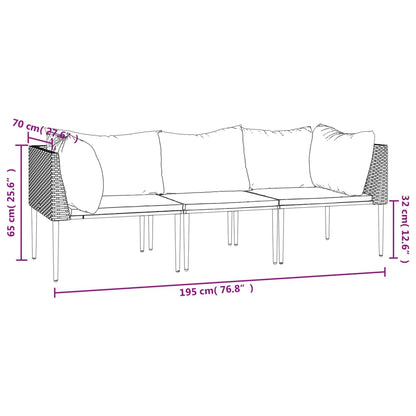 Set Divani da Giardino 3 pz con Cuscini in Polyrattan Grigio | homemem39