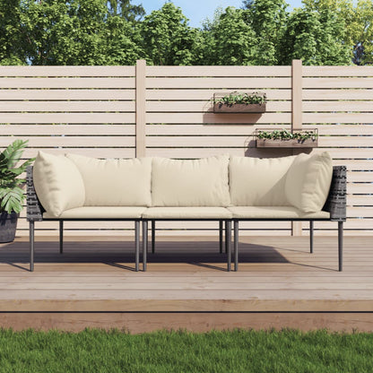 Set Divani da Giardino 3 pz con Cuscini in Polyrattan Grigio | homemem39