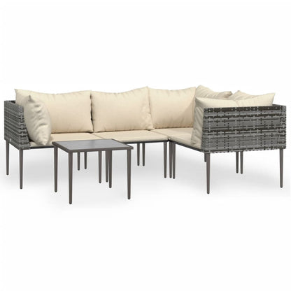 Set Divani da Giardino 5 pz con Cuscini in Polyrattan Grigio | homemem39