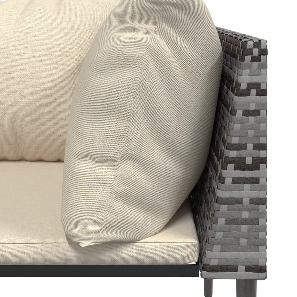 Set Divani da Giardino 5 pz con Cuscini in Polyrattan Grigio | homemem39