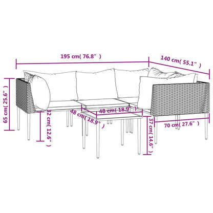 Set Divani da Giardino 5 pz con Cuscini in Polyrattan Grigio | homemem39