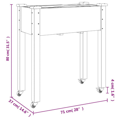 Fioriera con Ruote e Fodera 71x37x80 cm Legno Massello di Abete - homemem39