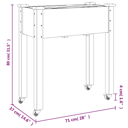 Fioriera Ruote e Fodera Marrone 71x37x80cm Legno Massello Abete | homemem39