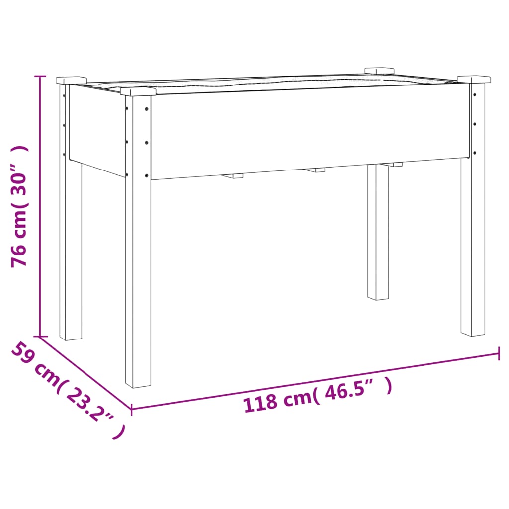 Fioriera Ruote Fodera Marrone 118x59x80cm Legno Massello Abete