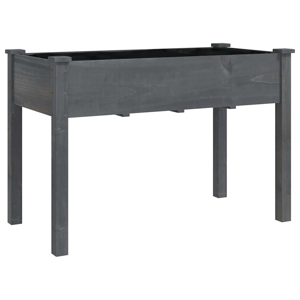 Fioriera Ruote e Fodera Grigia 118x59x80cm Legno Massello Abete | homemem39