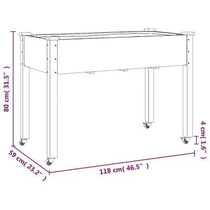 Fioriera Ruote e Fodera Grigia 118x59x80cm Legno Massello Abete | homemem39