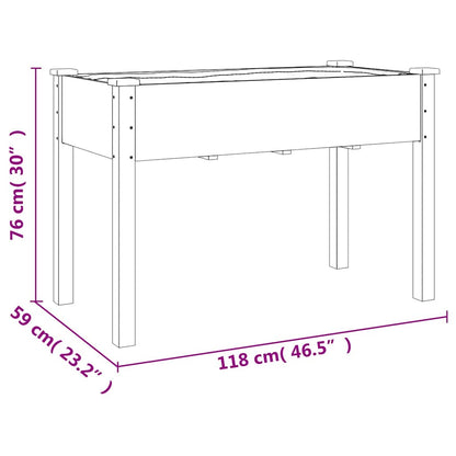 Fioriera Ruote e Fodera Grigia 118x59x80cm Legno Massello Abete | homemem39