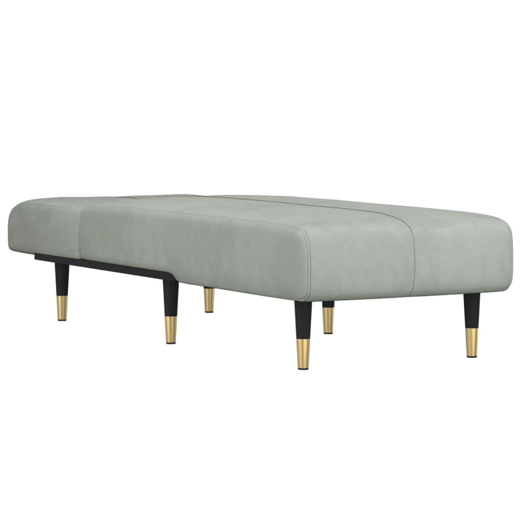 Chaise Longue in Velluto Grigio Chiaro