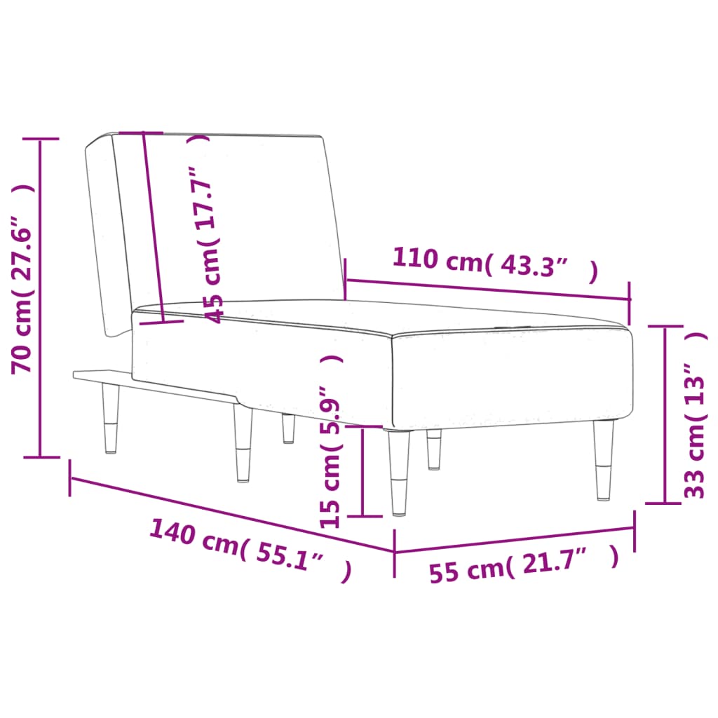 Chaise Longue in Velluto Grigio Chiaro