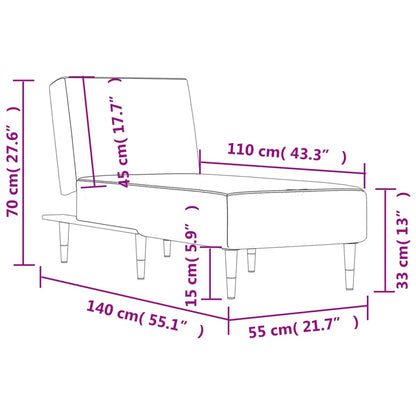 Chaise Longue in Velluto Grigio Chiaro